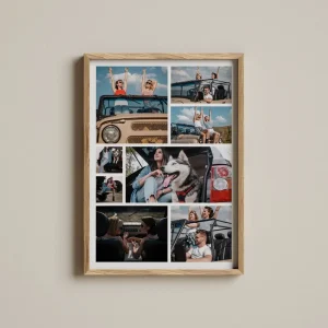 road trip photo collage close up view