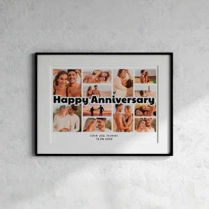 sunset anniversary photo collage close up view