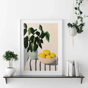 Lemons and Leaves Food wall art prints