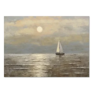 Golden Horizon Sail Coastal large wall art