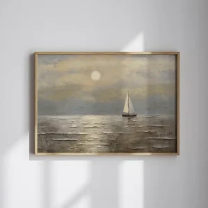 Golden Horizon Sail Coastal wall art prints