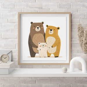 Bear Family Joy Kids wall art prints
