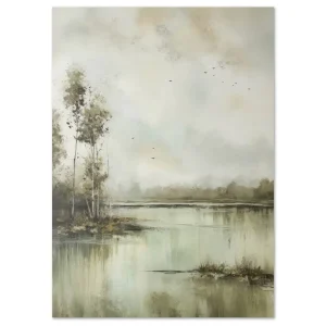 Tranquil Waterside Forest large wall art