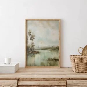 Tranquil Waterside Forest wall art prints