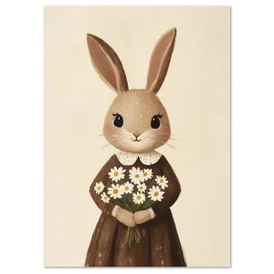 Bunny with Daisies Kids large wall art