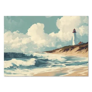 Lighthouse by the Shore Coastal large wall art