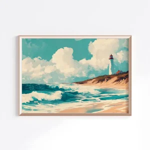 Lighthouse by the Shore Coastal wall art prints