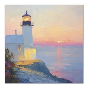 Lighthouse Glow Coastal large wall art