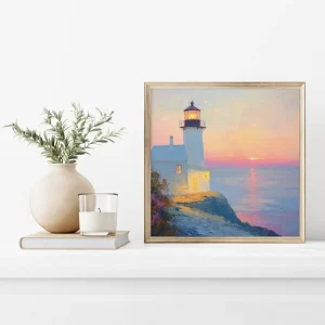 Lighthouse Glow Coastal wall art prints