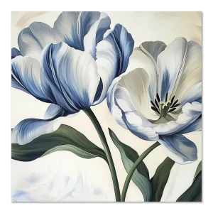 Blue Tulip Bloom Floral large wall art