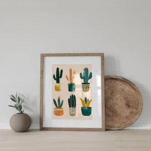 Playful Cactus Set Cartoon wall art prints