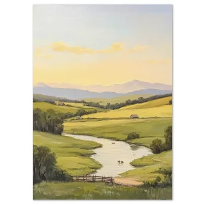 Golden Valley Stream Rural large wall art