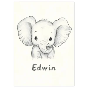 Little Elephant Edwin Kids large wall art