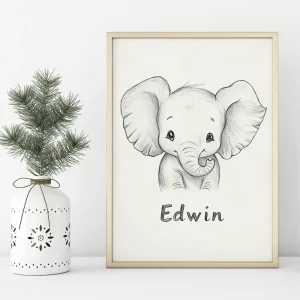 Little Elephant Edwin Kids wall art prints