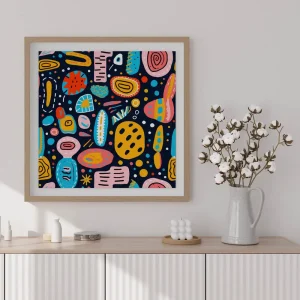 Playful Abstract Shapes Dot wall art prints