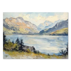 Lakeview Serenity Mountains large wall art