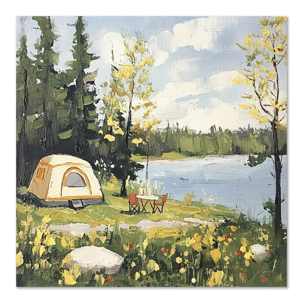 Lakeside Escape, Holiday Art Print