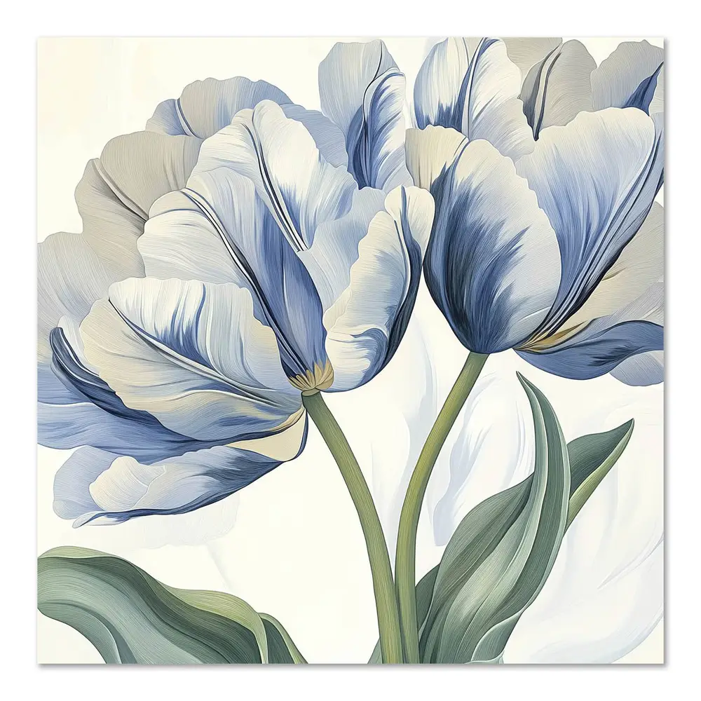 Blue Tulip Elegance, Floral Art Print