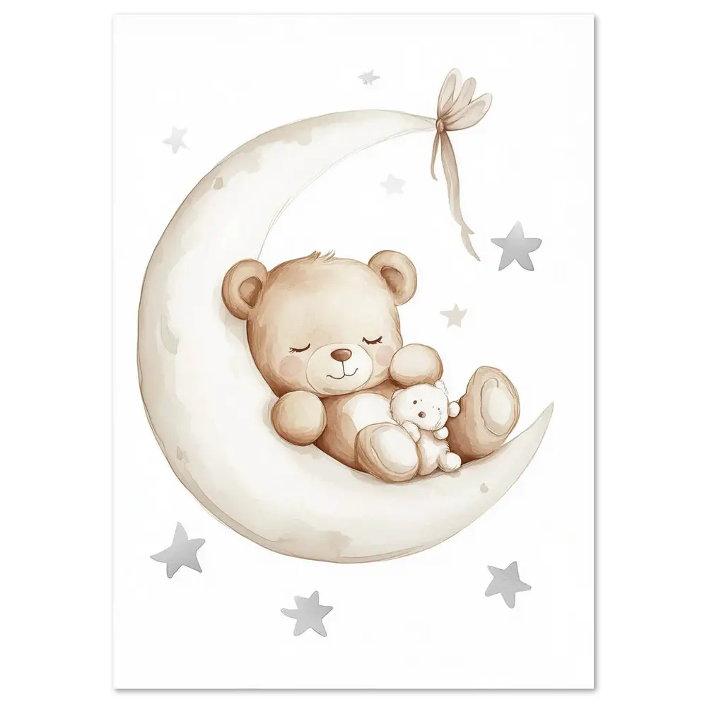 Moonlit Teddy Dreams, Kids Art Print