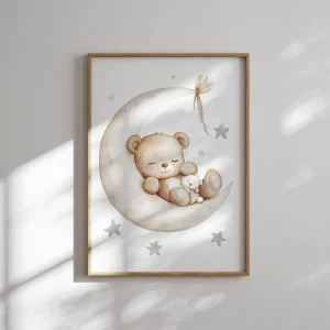 Moonlit Teddy Dreams Kids wall art prints