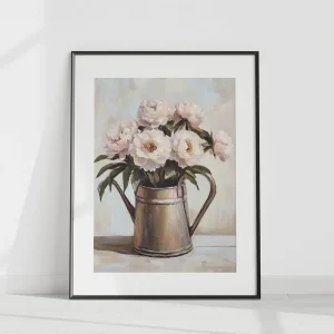 Blush Peonies in Vessel Floral wall art prints