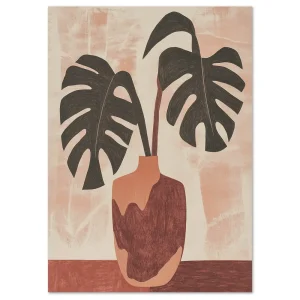 Monstera in Clay Vase Leaf large wall art