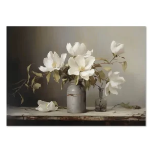 White Magnolia Stillness Floral large wall art