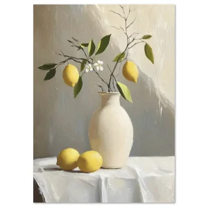 Lemons in Still Vase Floral large wall art