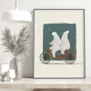 Polar Ride Together Cartoon wall art prints