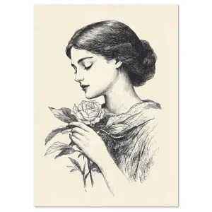 Lady with Rose Beauty large wall art