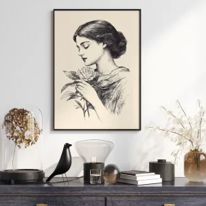 Lady with Rose Beauty wall art prints