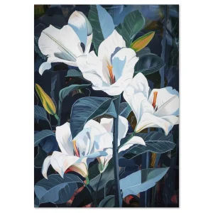 Midnight Lilies Floral large wall art