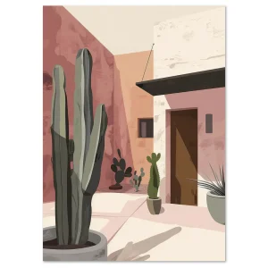 Desert Courtyard Palm Tree large wall art