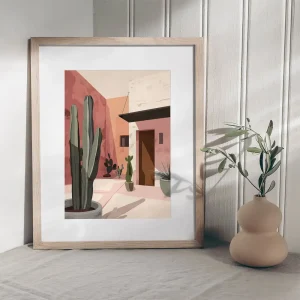 Desert Courtyard Palm Tree wall art prints