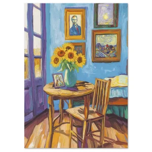 Sunlit Room with Sunflowers Floral large wall art