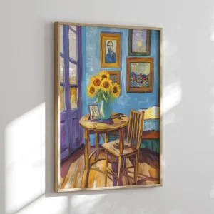 Sunlit Room with Sunflowers Floral wall art prints