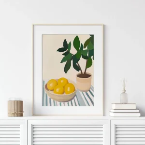 Lemons and Leaves Food wall art prints