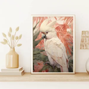 Cockatoo Among Blossoms Bird wall art prints