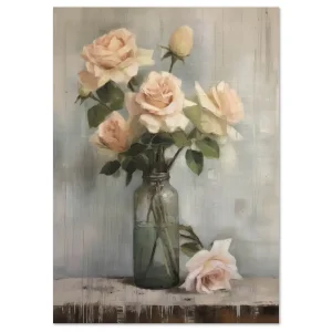 Blush Roses in Glass Floral large wall art