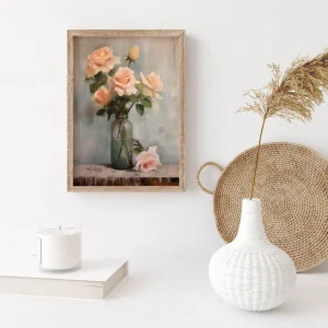 Blush Roses in Glass Floral wall art prints