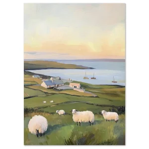 Sunset Over Pastures Rural large wall art