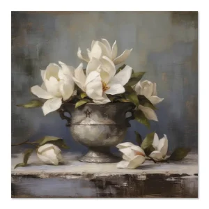 Silver Vase Elegance Floral large wall art