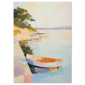 Boats at Pastel Cove Coastal large wall art