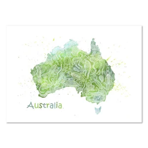 Vintage Map of Australia Line large wall art