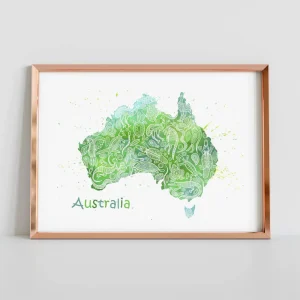 Vintage Map of Australia Line wall art prints