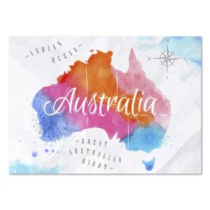 Lettered Map of Australia Landmark large wall art