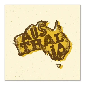 Golden Map of Australia Urban large wall art