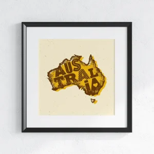 Golden Map of Australia Urban wall art prints