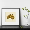 Golden Map of Australia Urban poster prints
