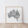 Lettered Australia Map Urban wall art prints